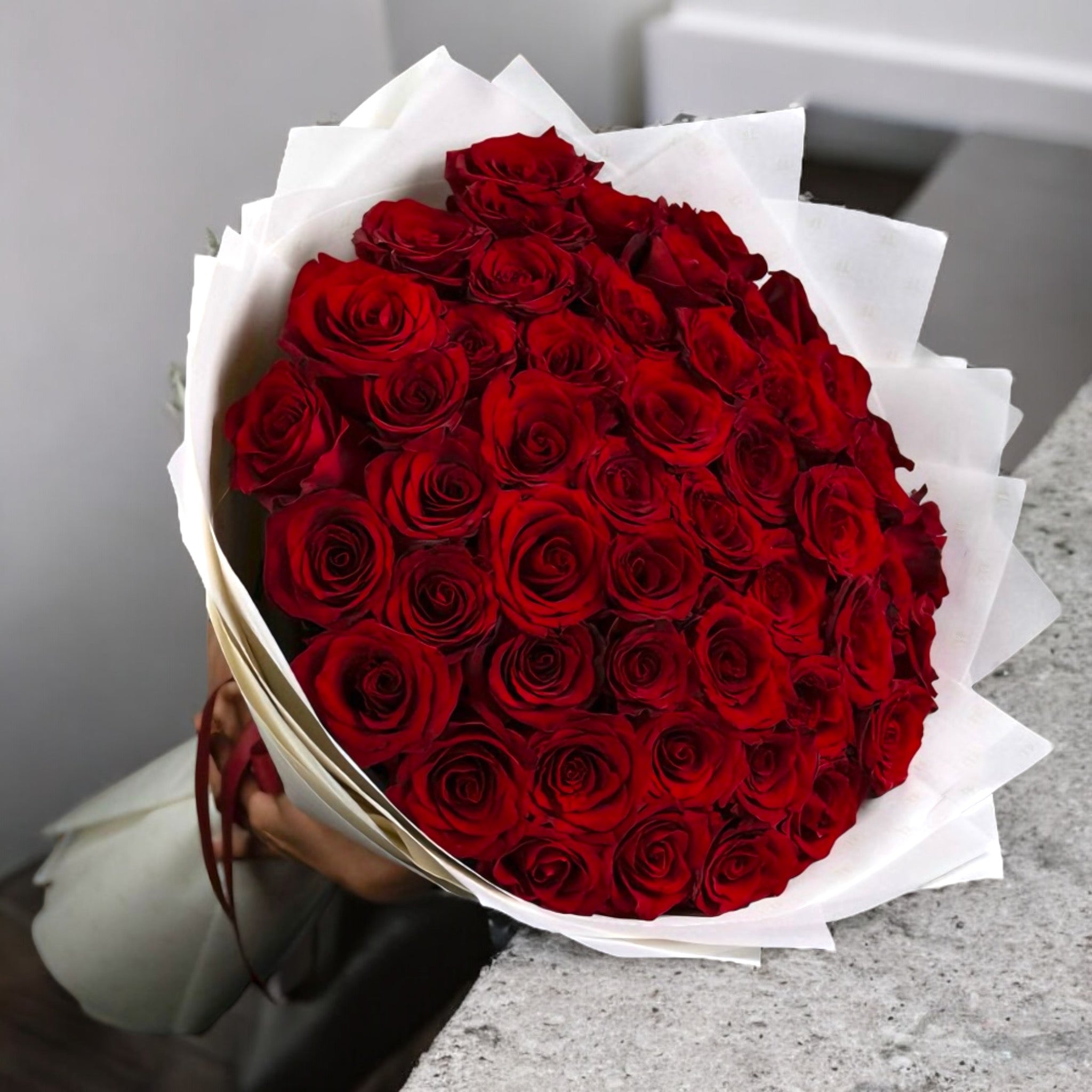 Grand Romance Hand Bouquet – 51 Red Roses 🌹✨